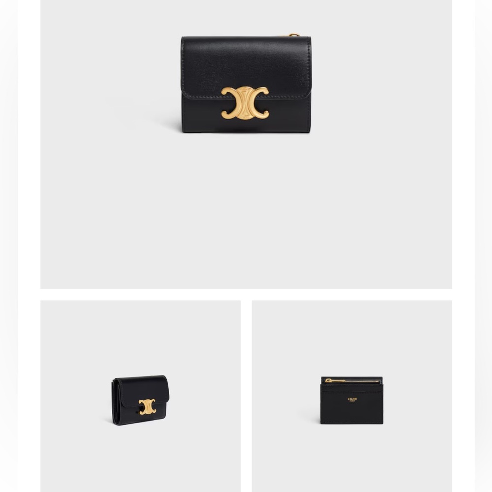 Celine Black Card Holder with Gold Accent